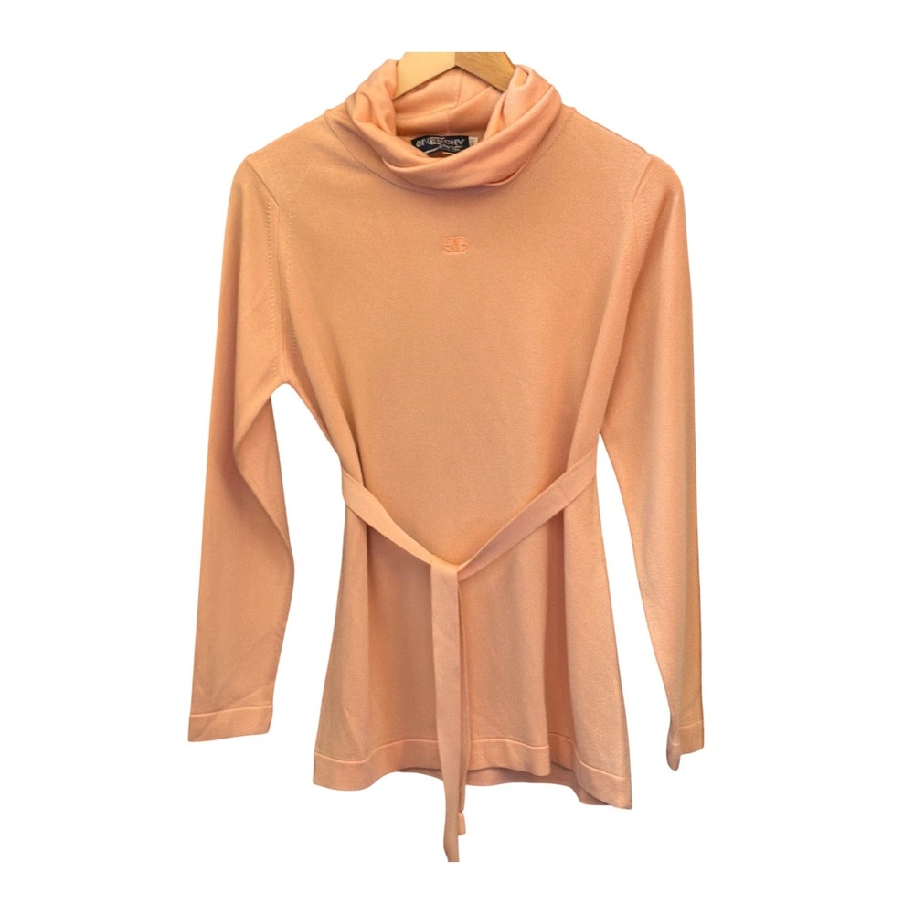 70s Givenchy Sport Cowl Neck Sweater Quiet Luxury Peach Minimalist Chic